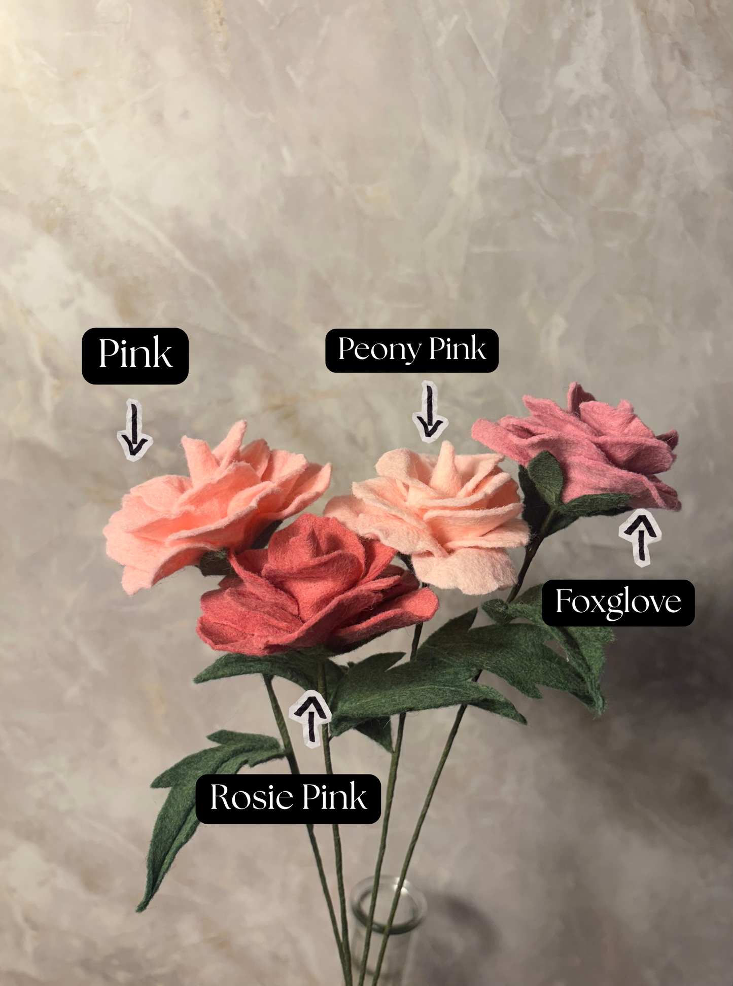 Handmade Felt Rose Stem